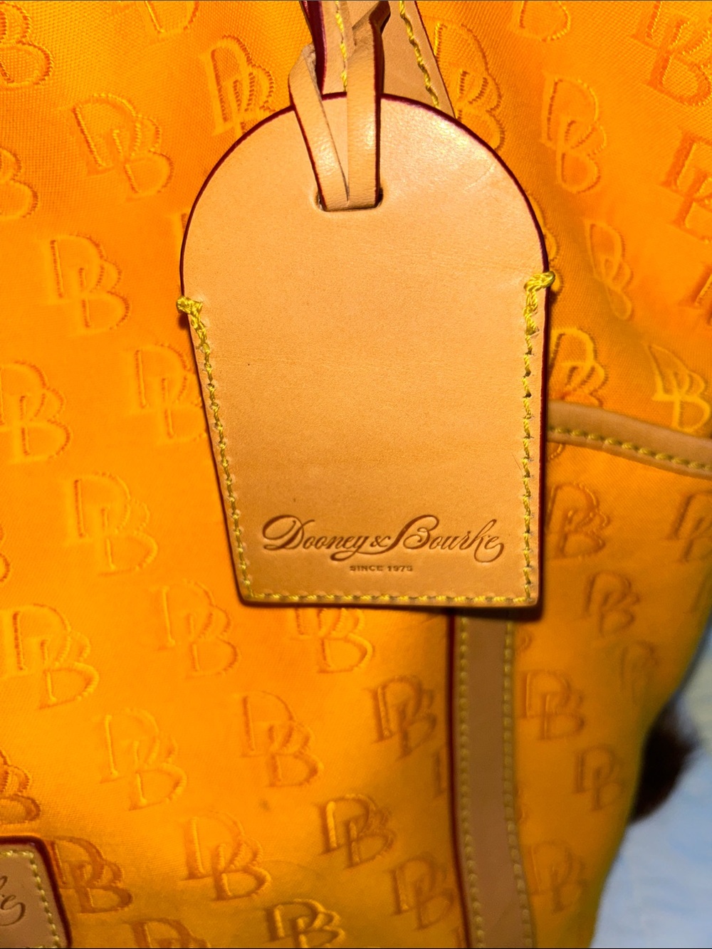 Dooney & Bourke Yellow Tote with Tan Trim and Matching Pouch 17”x 6.25”x 12” NWT - Picture 10 of 10